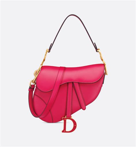 Bolso Saddle con bandolera Piel de becerro lisa rosa pasión.